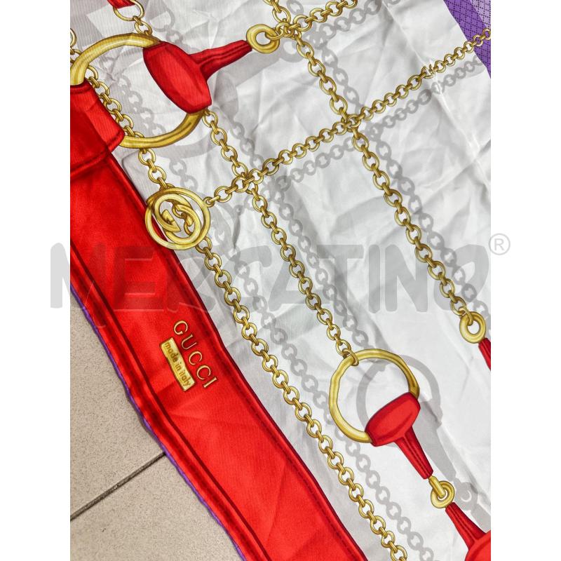 FOULARD GUCCI BIANCO ROSSO GANCINI HORSE | Mercatino dell'Usato Roma tor tre teste 2