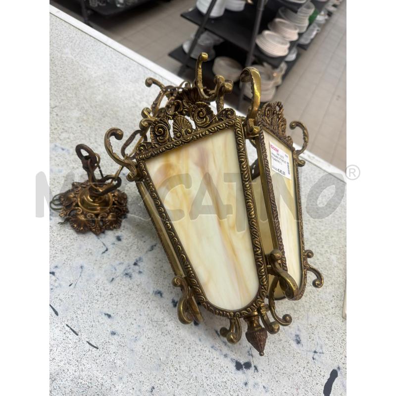 LAMPADARIO OTTONE VETRI ALABASTRO 1 LUCE | Mercatino dell'Usato Roma tor tre teste 1
