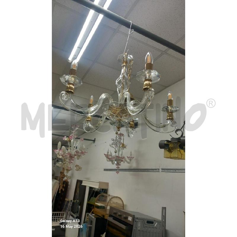 LAMPADARIO VETRO 5 LUCI  | Mercatino dell'Usato Roma tor tre teste 1