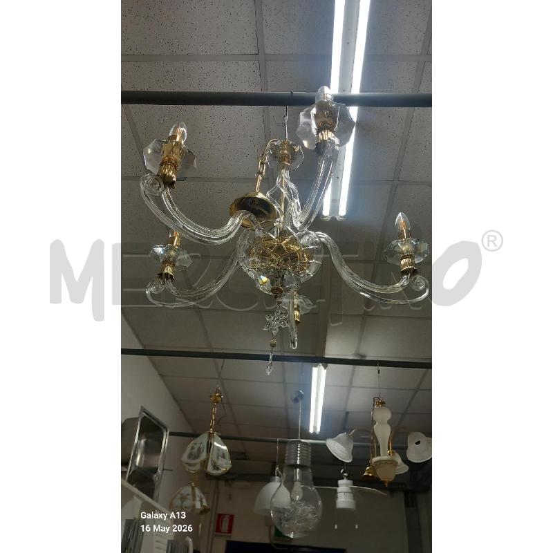 LAMPADARIO VETRO 5 LUCI  | Mercatino dell'Usato Roma tor tre teste 2