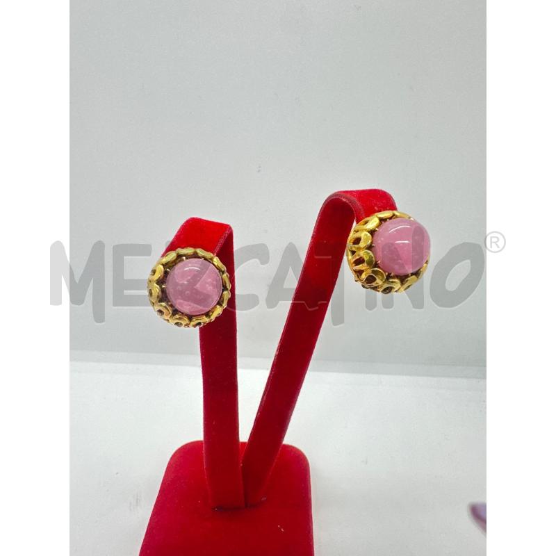 ORECCHINI CLIP PIETRA SFERA ROSA LAT DORATO | Mercatino dell'Usato Roma tor tre teste 1