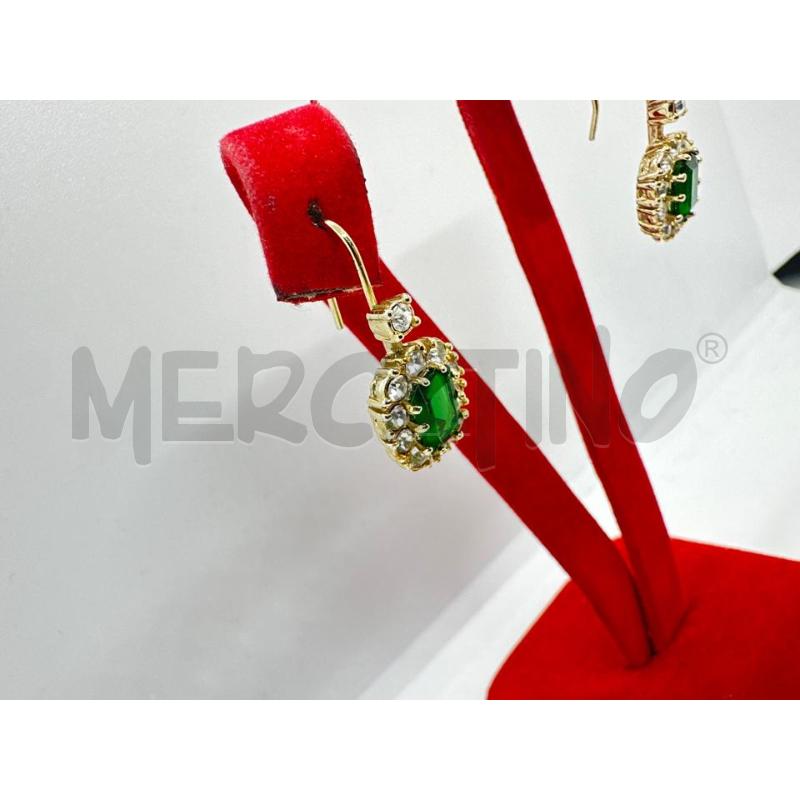 ORECCHINI MONACHELLA VINTAGE DORATO CRISTALL VERDE | Mercatino dell'Usato Roma tor tre teste 2
