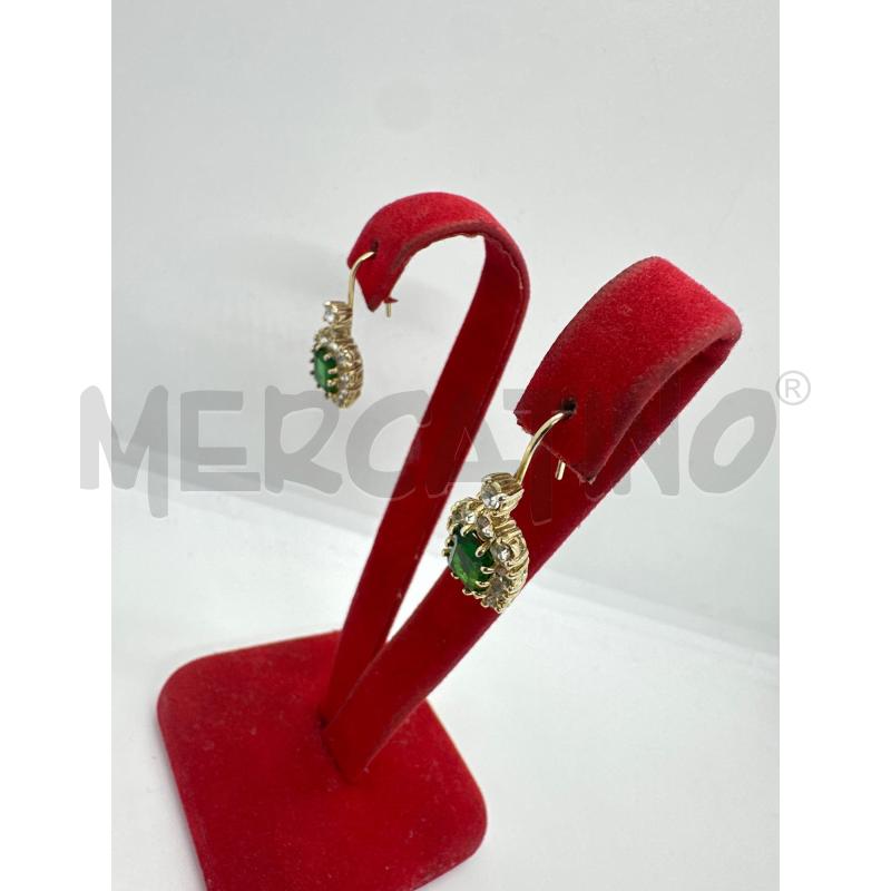 ORECCHINI MONACHELLA VINTAGE DORATO CRISTALL VERDE | Mercatino dell'Usato Roma tor tre teste 3