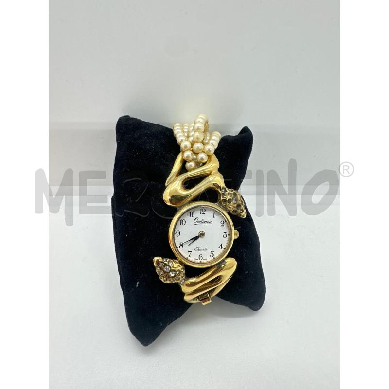 OROLOGIO DA POLSO PERLINE AVORIO SERPENTE DORATO STRASS | Mercatino dell'Usato Roma tor tre teste 1
