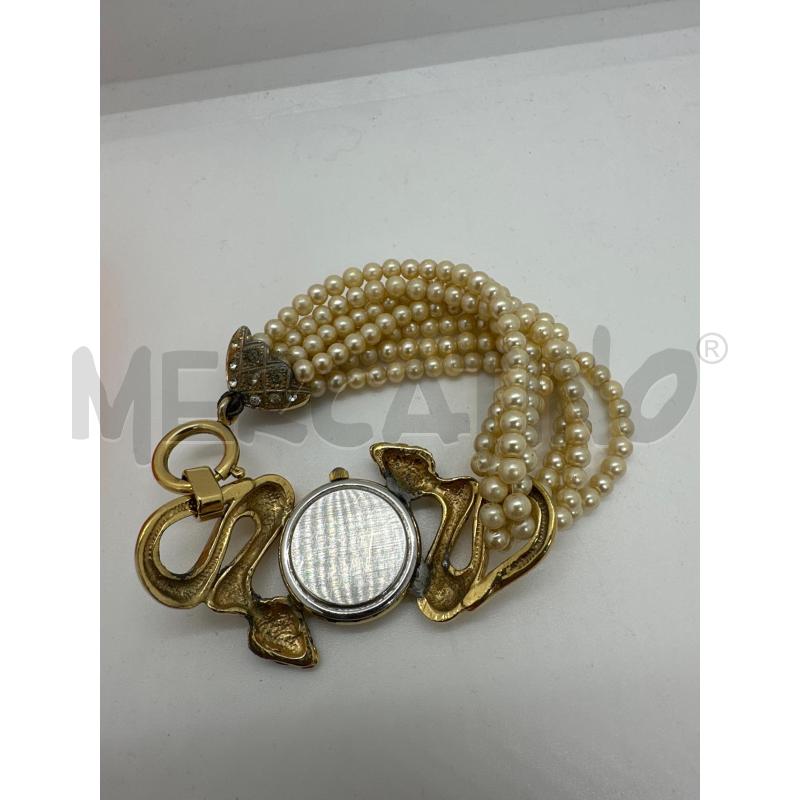 OROLOGIO DA POLSO PERLINE AVORIO SERPENTE DORATO STRASS | Mercatino dell'Usato Roma tor tre teste 4