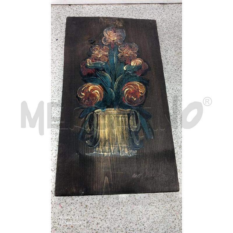 PLACCA LEGNO DIPINTA FIORI | Mercatino dell'Usato Roma tor tre teste 1