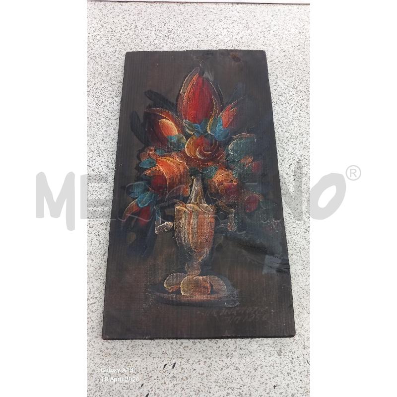 PLACCA LEGNO DIPINTA FIORI | Mercatino dell'Usato Roma tor tre teste 2