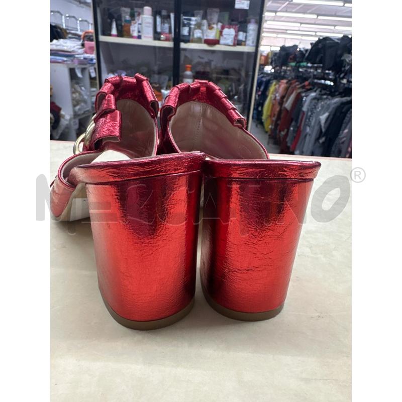 SANDALI DONNA MARTINA PELLE ROSSO FRANGE | Mercatino dell'Usato Roma tor tre teste 3