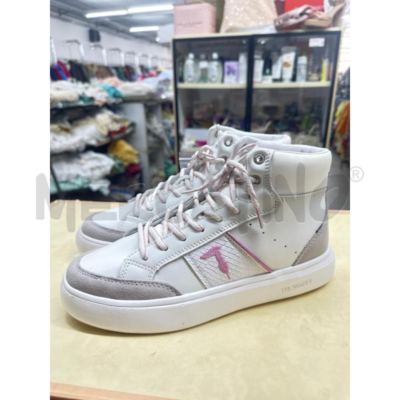 SNEAKERS UNISEX TRUSSARDI BIANCO ROSA  | Mercatino dell'Usato Roma tor tre teste 1