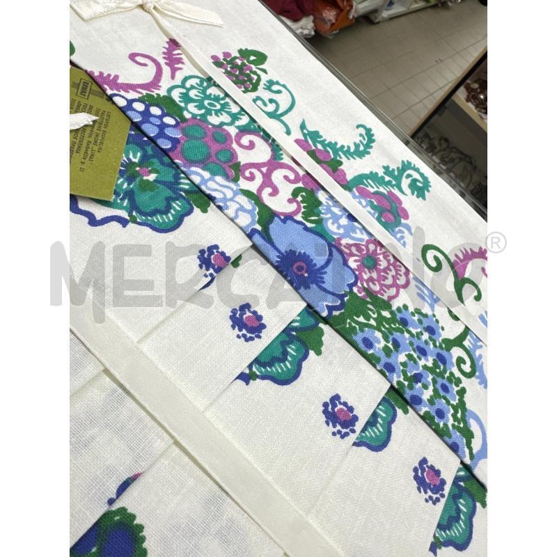 TOVAGLIA RETTANG LINO COTONE+6 BIANCO FIORI BLU VIOLA | Mercatino dell'Usato Roma tor tre teste 2