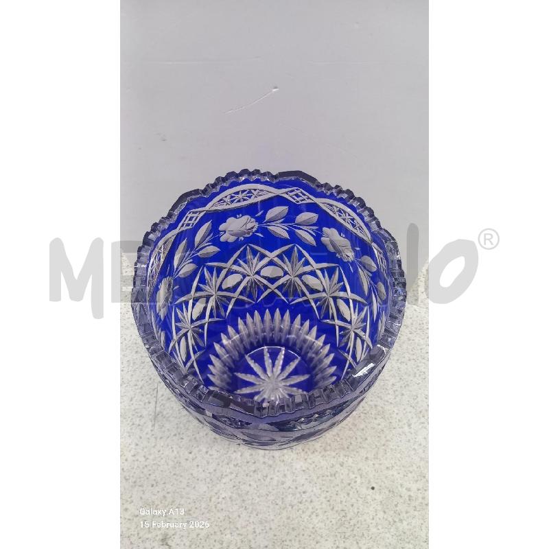 VASO CRISTALLO BLU INCISO | Mercatino dell'Usato Roma tor tre teste 2