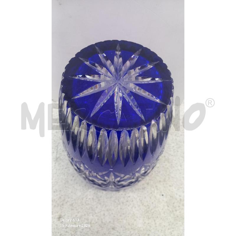 VASO CRISTALLO BLU INCISO | Mercatino dell'Usato Roma tor tre teste 3