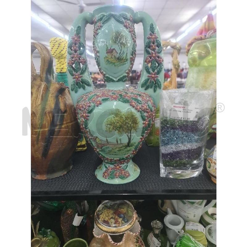 VASO IN TERRACOTTA SMALTATO VERDE  | Mercatino dell'Usato Roma tor tre teste 1