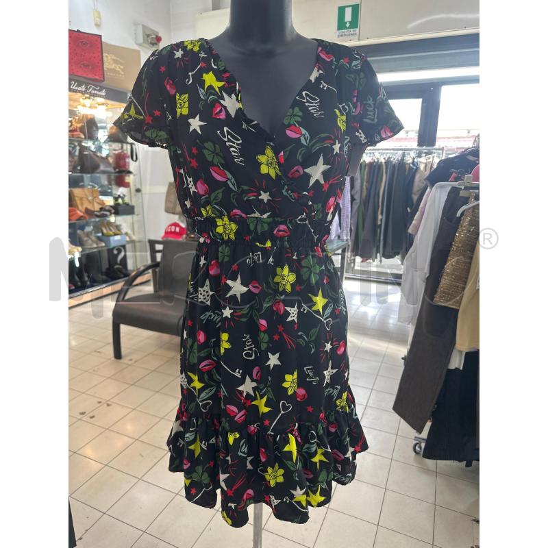 VESTITO DONNA LIUJO NERO FIORI ROSSO GIALLO ROUGE | Mercatino dell'Usato Roma tor tre teste 1