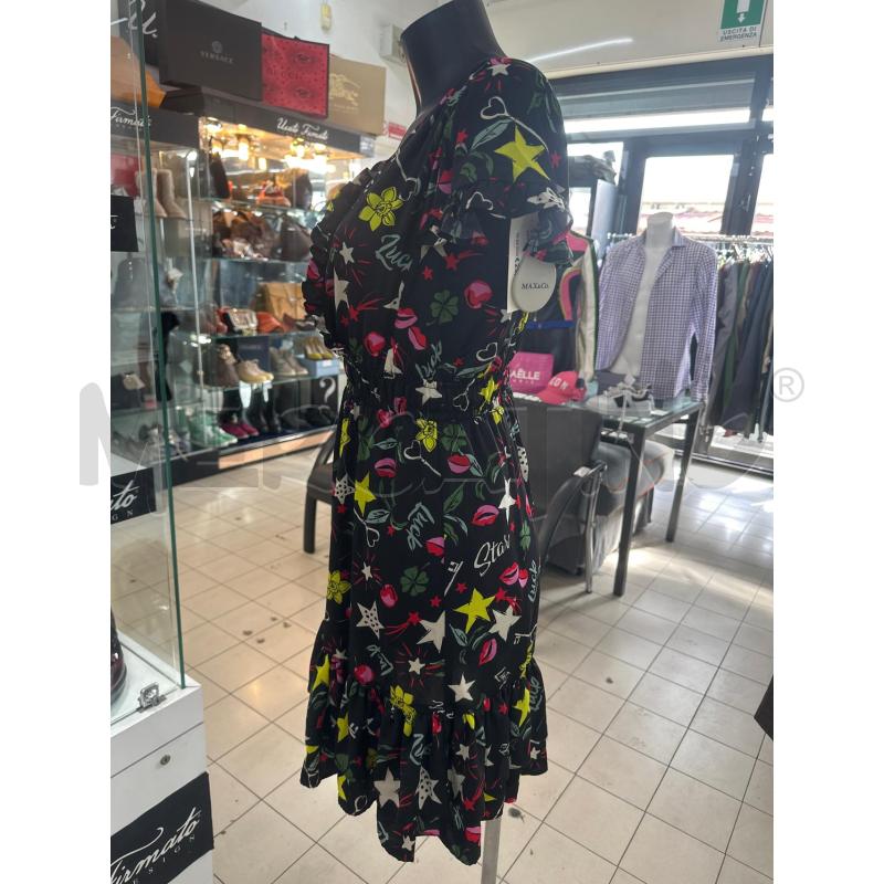 VESTITO DONNA LIUJO NERO FIORI ROSSO GIALLO ROUGE | Mercatino dell'Usato Roma tor tre teste 3