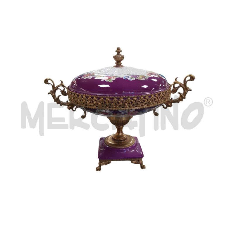 ALZATA+COPERCHIO DORATA/VIOLA FIORI | Mercatino dell'Usato Civitavecchia 1