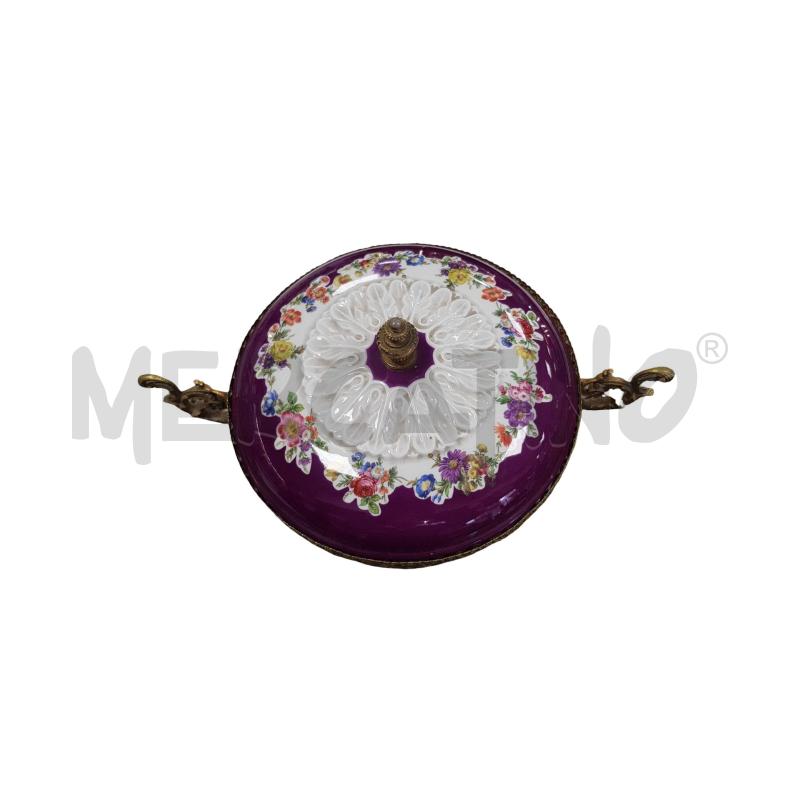 ALZATA+COPERCHIO DORATA/VIOLA FIORI | Mercatino dell'Usato Civitavecchia 2