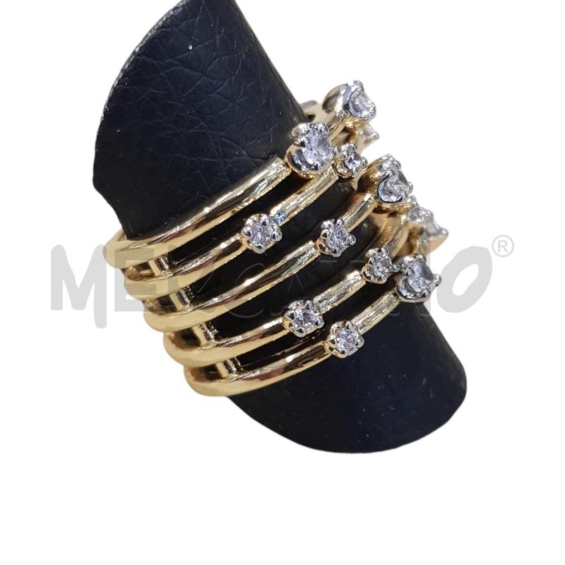 ANELLO DONNA FASCIA DETT DORATO BRILLANTINI STEEL  | Mercatino dell'Usato Civitavecchia 2