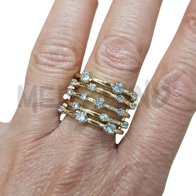 ANELLO DONNA FASCIA DETT DORATO BRILLANTINI STEEL  | Mercatino dell'Usato Civitavecchia 3