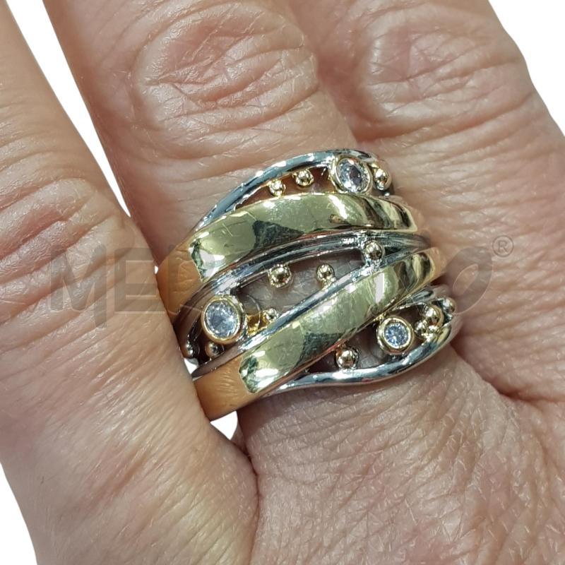 ANELLO DONNA FASCIA DETT ORO E BRILLANTINI STEEL  | Mercatino dell'Usato Civitavecchia 3