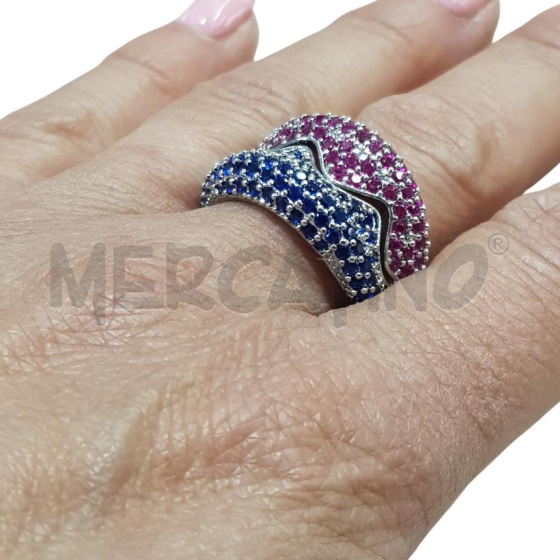 ANELLO DONNA STEEL DETT ROSA E BLU BRILLANTINI  | Mercatino dell'Usato Civitavecchia 2