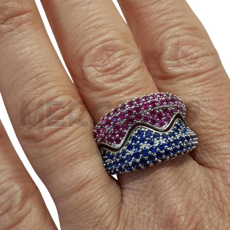 ANELLO DONNA STEEL DETT ROSA E BLU BRILLANTINI  | Mercatino dell'Usato Civitavecchia 3