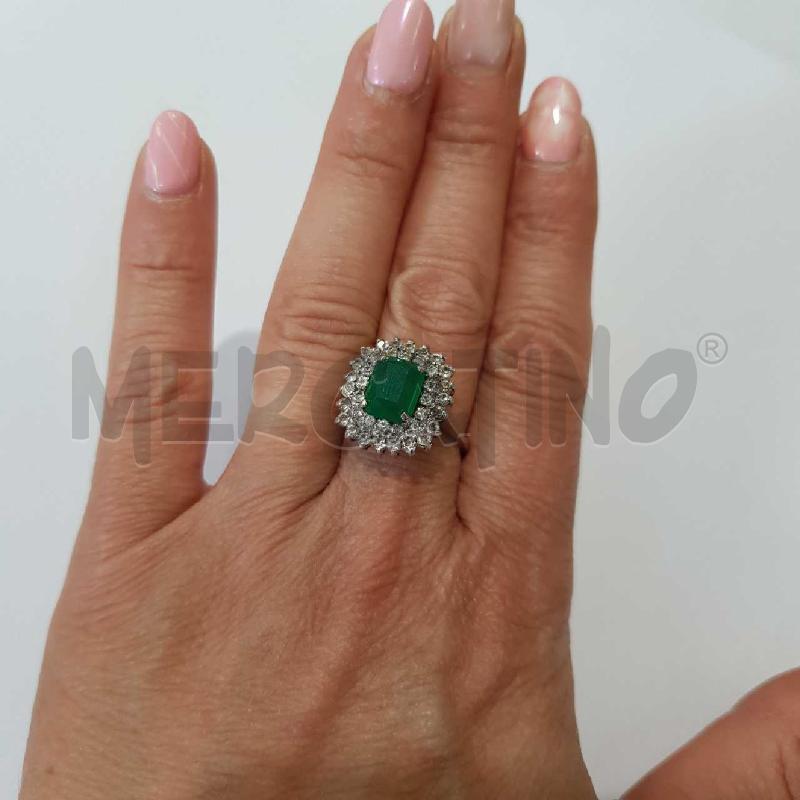 ANELLO D ARG PIETRA VERDE CONTORNATO STRASS | Mercatino dell'Usato Civitavecchia 1