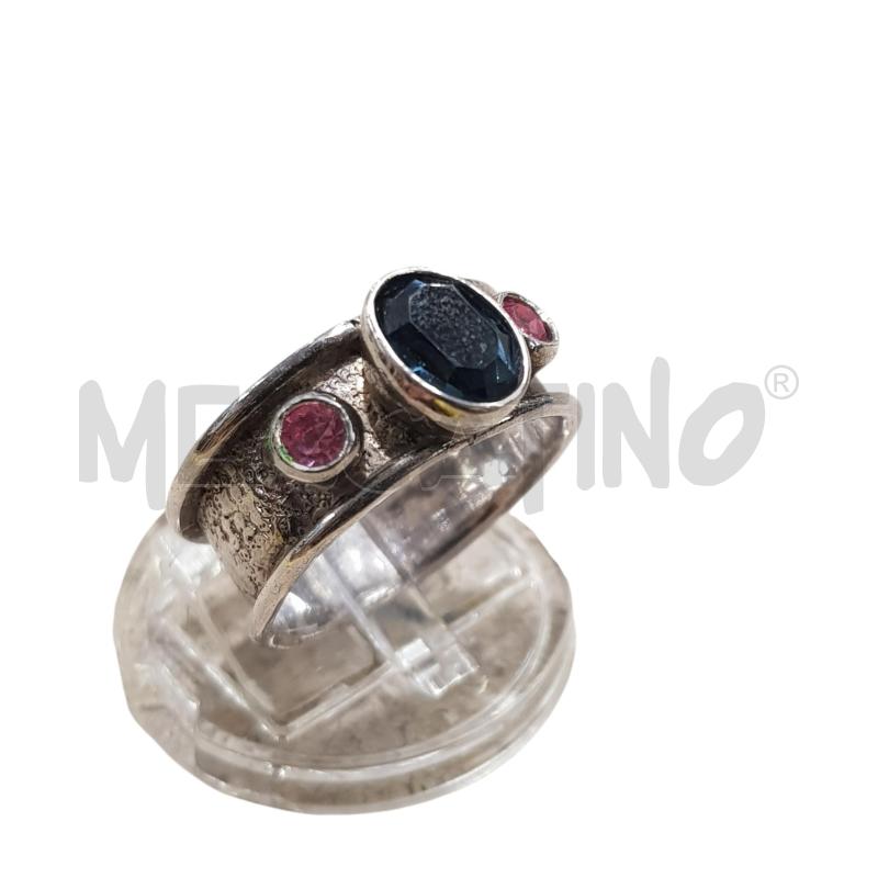 ANELLO D ARG  PIETRA CENTRALE AZZURRA LATERALI ROSA | Mercatino dell'Usato Civitavecchia 1