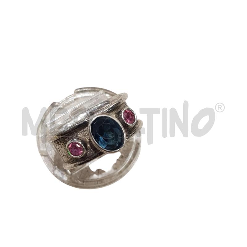 ANELLO D ARG  PIETRA CENTRALE AZZURRA LATERALI ROSA | Mercatino dell'Usato Civitavecchia 2
