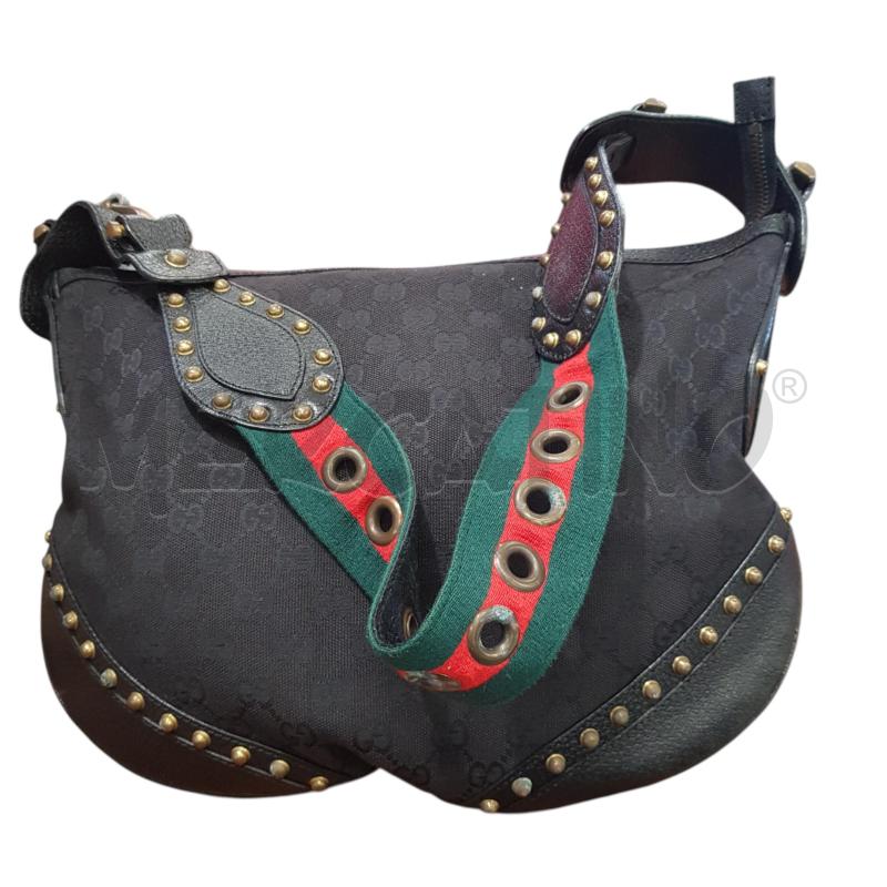 BORSA D GUCCI HOBO TELA NERA MONOGRAM DETT BORCHIE | Mercatino dell'Usato Civitavecchia 1