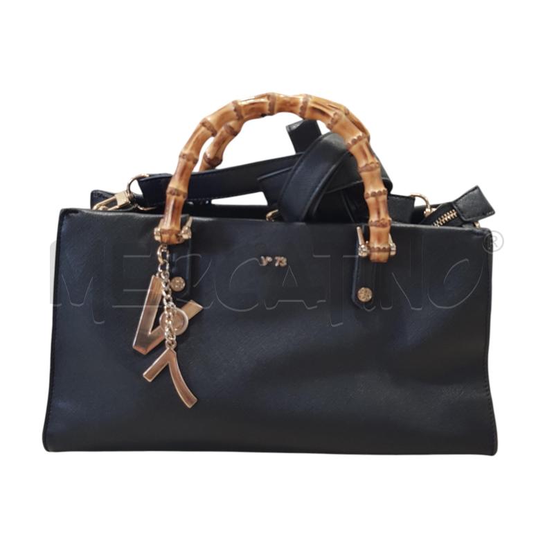 BORSA D V73 NERA SAFFIANO MANICI BAMBU' | Mercatino dell'Usato Civitavecchia 1
