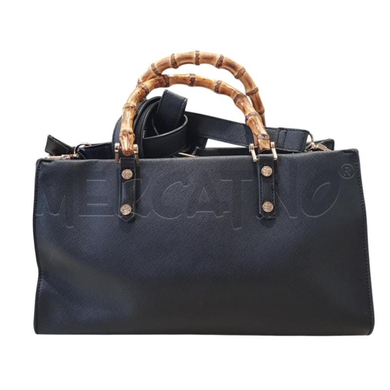 BORSA D V73 NERA SAFFIANO MANICI BAMBU' | Mercatino dell'Usato Civitavecchia 2
