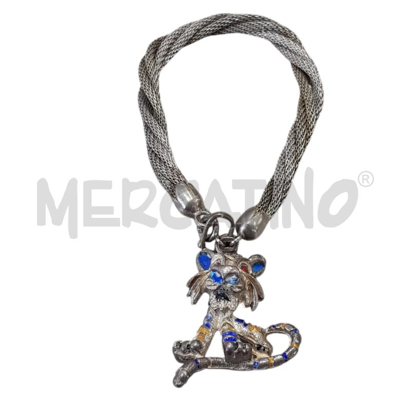 BRACCIALE ARG CIONDOLO LEONE VINTAGE SMALTATO | Mercatino dell'Usato Civitavecchia 1