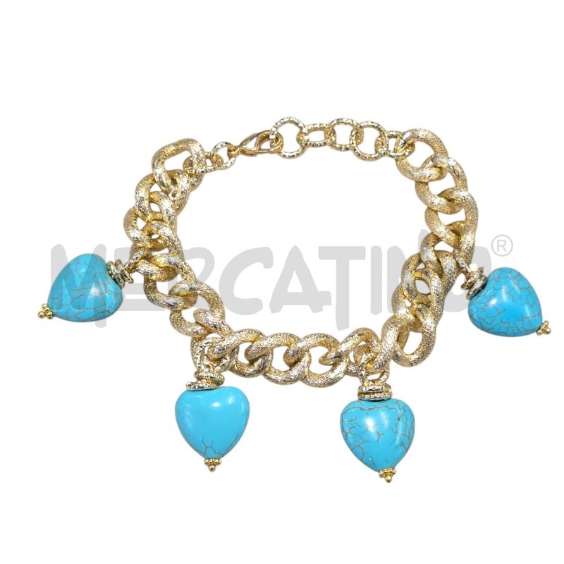 BRACCIALE CATENA DORATA E CUORI IN PIETRA  | Mercatino dell'Usato Civitavecchia 1