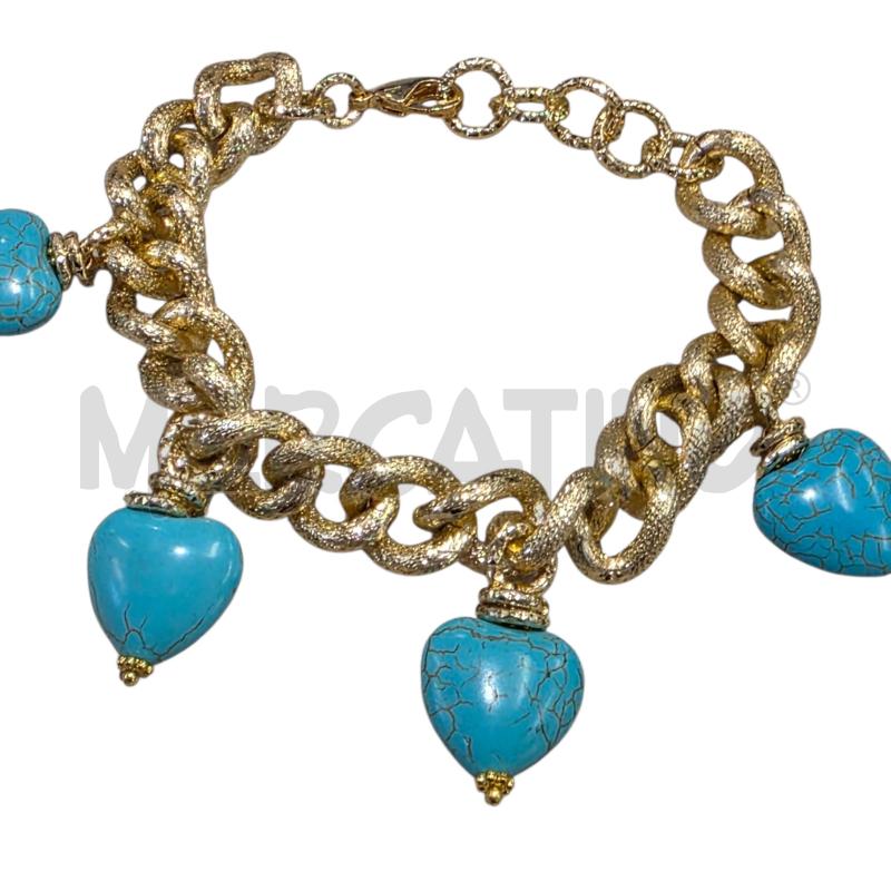 BRACCIALE CATENA DORATA E CUORI IN PIETRA  | Mercatino dell'Usato Civitavecchia 2