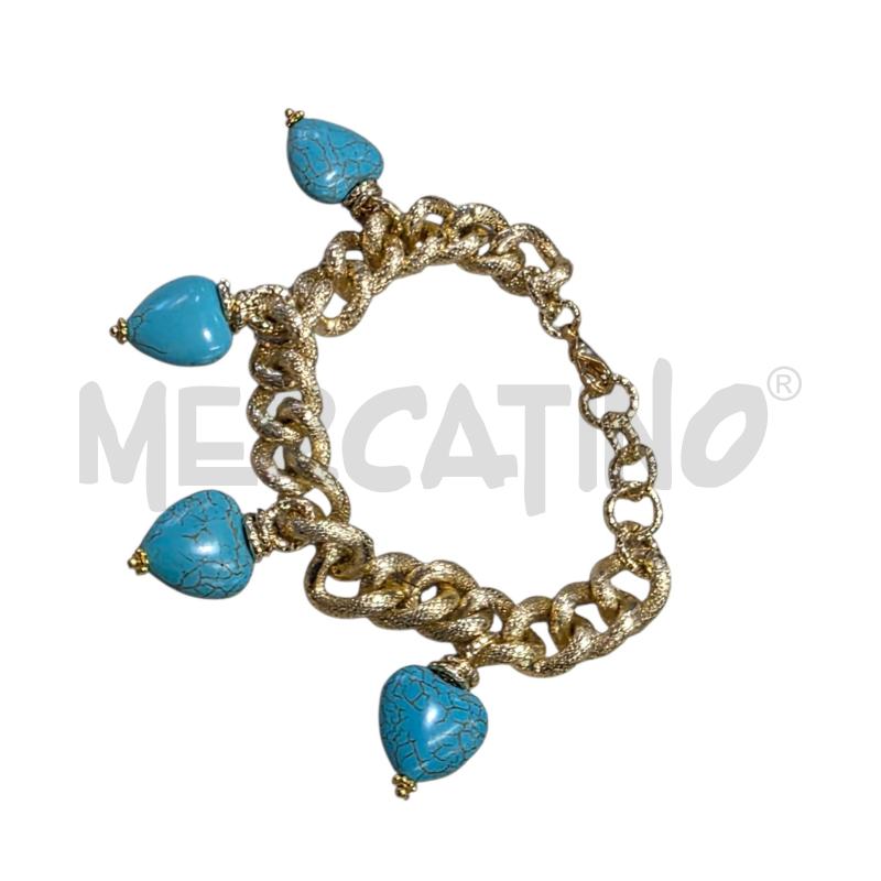 BRACCIALE CATENA DORATA E CUORI IN PIETRA  | Mercatino dell'Usato Civitavecchia 3