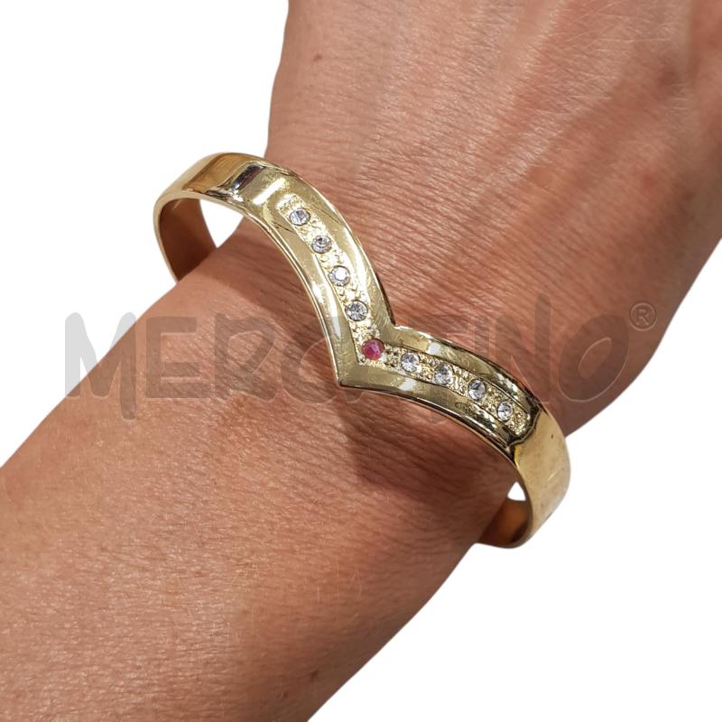 BRACCIALE VINTAGE DORATO STRASS BIANCHI ROSSO | Mercatino dell'Usato Civitavecchia 1