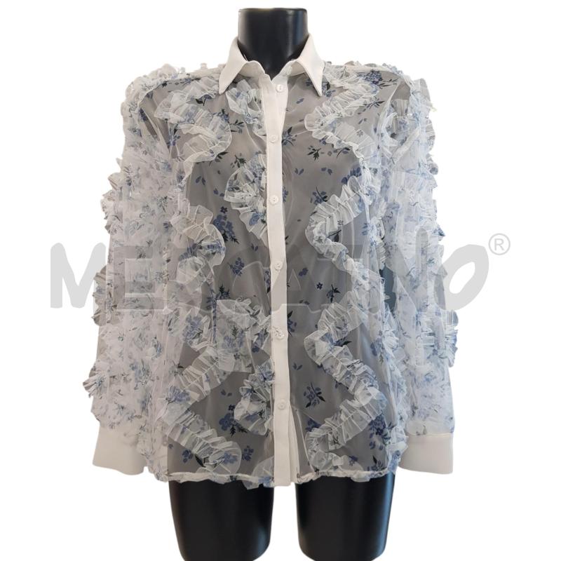 CAMICIA D IMPERIAL BIANCO FIORI CELESTI ROUCHES | Mercatino dell'Usato Civitavecchia 1