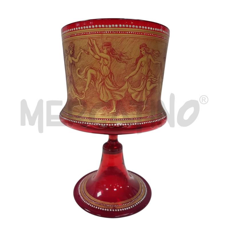 CENTROTAVOLA VETRO MURANO ROSSO RUBINO/ORO ZECCHINO ALTEZZA 23CM | Mercatino dell'Usato Civitavecchia 1