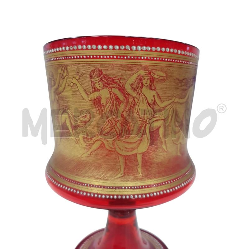 CENTROTAVOLA VETRO MURANO ROSSO RUBINO/ORO ZECCHINO ALTEZZA 23CM | Mercatino dell'Usato Civitavecchia 3