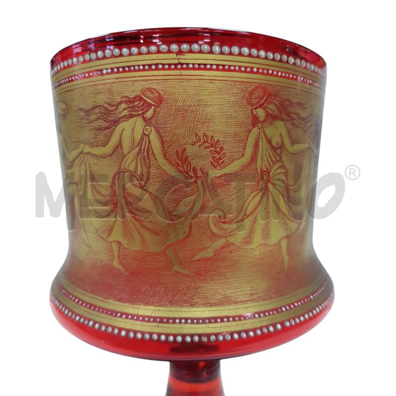 CENTROTAVOLA VETRO MURANO ROSSO RUBINO/ORO ZECCHINO ALTEZZA 23CM | Mercatino dell'Usato Civitavecchia 4