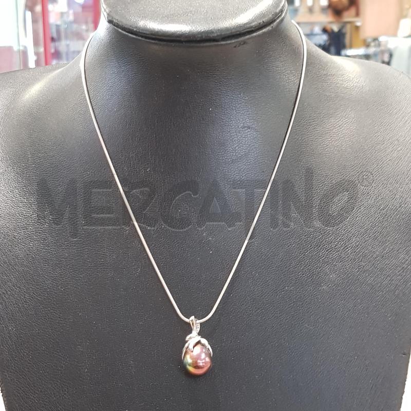 COLLANA ARG GOCCIA PERLA NERA | Mercatino dell'Usato Civitavecchia 1