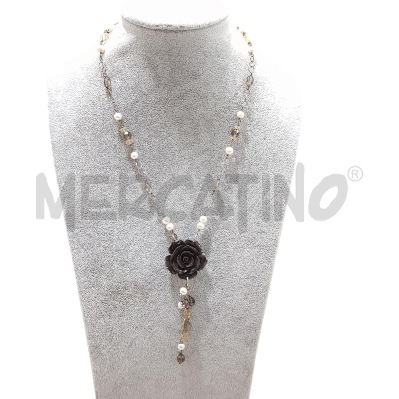 COLLANA FIORE PERLINE CHIUS ARG | Mercatino dell'Usato Civitavecchia 1