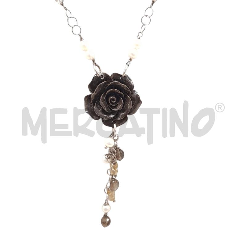 COLLANA FIORE PERLINE CHIUS ARG | Mercatino dell'Usato Civitavecchia 2