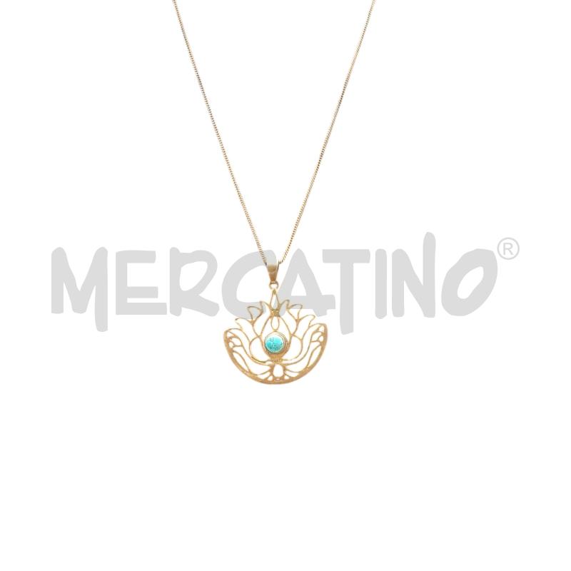 COLLANA FIORI DI LOTO PIETRA AZZURRA  | Mercatino dell'Usato Civitavecchia 1