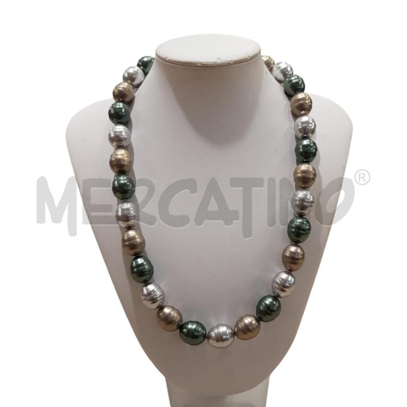 COLLANA PERLE BAROCCHE SCURE CHIUSURA ARG | Mercatino dell'Usato Civitavecchia 1