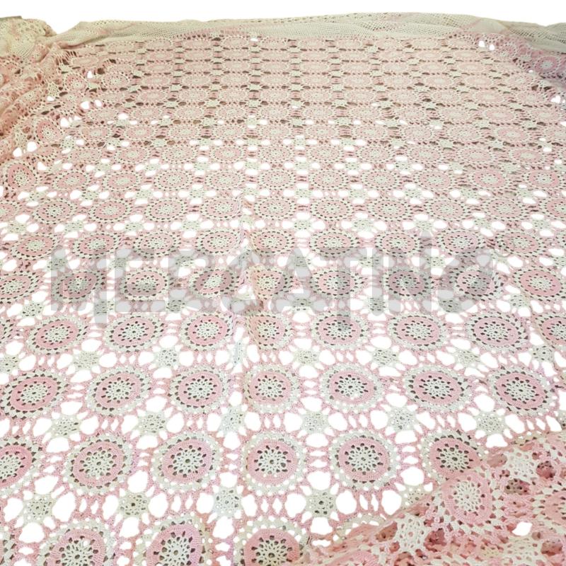 COPRILETTO BIANCO ROSA UNCINETTO | Mercatino dell'Usato Civitavecchia 1