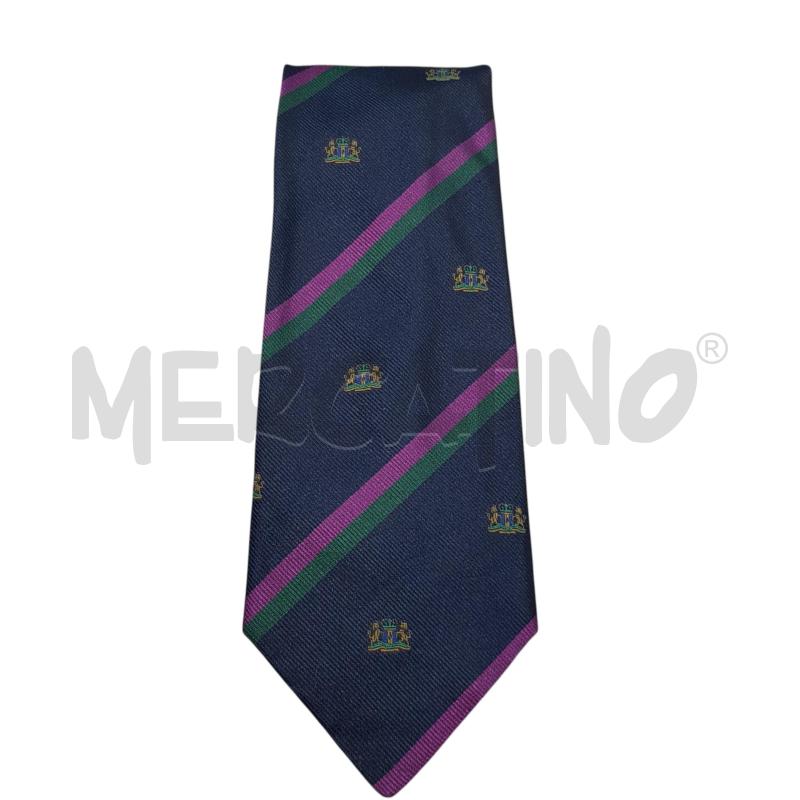 CRAVATTA FENDI BLU RIGHE VIOLA VERDE STEMMA ARALDICO | Mercatino dell'Usato Civitavecchia 1
