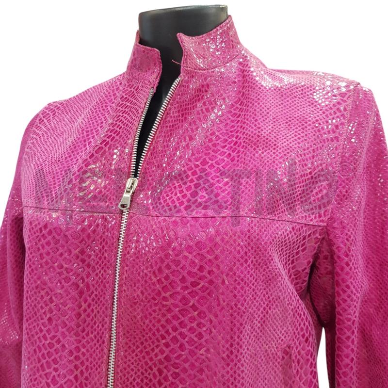 GIACCA D SOCIETY CUIR PELLE STAMPA RETTILE FUCSIA | Mercatino dell'Usato Civitavecchia 2