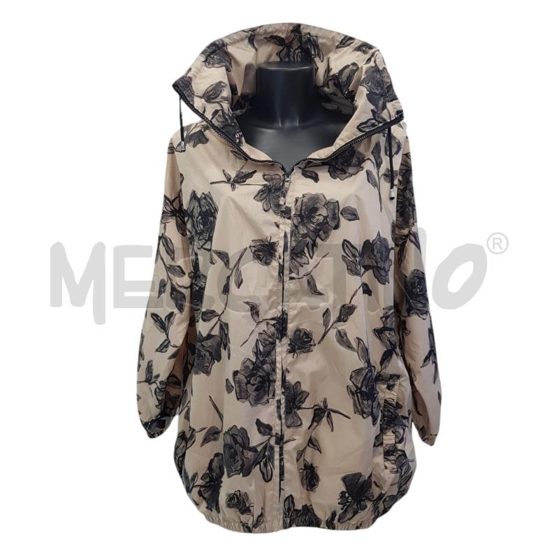 GIACCA D TWIN SET NYLON BEIGE STAMPA FIORI NERI | Mercatino dell'Usato Civitavecchia 1